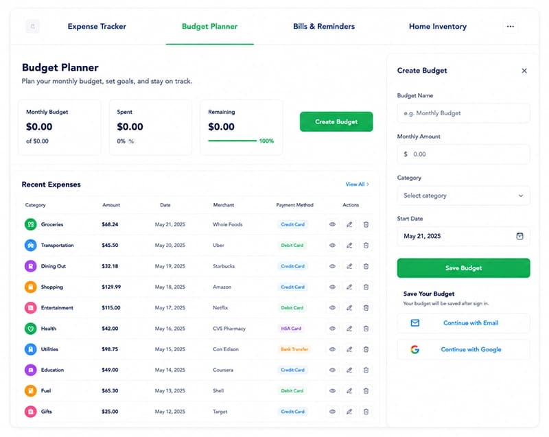 Lifvero money management tool for tracking expenses, planning budgets, and managing bills